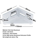 10 Pack 4040 T Slot Aluminum Corner Brackets Hella Rugged 90 Degree Gusset Fittings dimensions and specifications image.