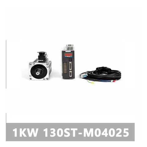 220V 1KW AC Servo Motor 130ST M04025 with Single Phase Drive, 2500RPM 4Nm Torque, matched driver AASD 20A for CNC projects