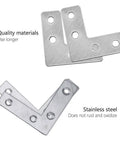 5 To 12 Pieces Stainless Steel L Shaped Corner Brace Set With Flat Plate Brackets And Screws For Easy Right Angle Repairs, shown overlapping
