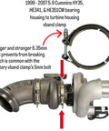 Turbo Bearing Housing To Turbine Housing V-Band Clamp For 2001-2007 HY35 HE351CW HE341 Turbos, black steel clamp with 8mm bolts