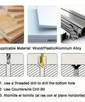 6 Piece Countersink Drill Bit Set With One Quarter Hex Shank 82 Degree Five Flute Center Punch For Metal Wood Plastic