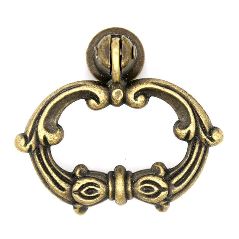 6 Sets Distressed Antique Brass Vintage Cabinet Pulls With Drop Ring Handles For Dresser Drawers And Cupboards 1.9 In By 1.8 In Zinc Alloy