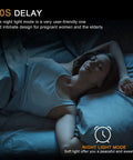 Woman sleeping under blue light, illustrating night light mode of Flush Mount LED Ceiling Light With Remote Control, 12 Inch