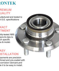 Front view of Front Wheel Hub And Bearing Assembly For Dodge Challenger Charger Magnum And Chrysler 300 5 Lug With ABS 2005 2014