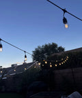 Outdoor patio with string lights using Six Pack 2W LED Light Bulbs Equivalent To 15W 20W For S14 Replacement Outdoor String Lights