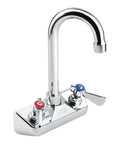 Wall Mount 4 Inch Gooseneck Hand Sink Faucet With Three And A Half Inch Spout, Heavy Duty Brass Construction, Chrome Polished Finish