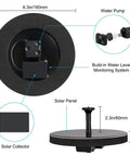Solar Fountain Pump 1.5W Upgraded Submersible Water Panel Kit With 4 Nozzles For Bird Bath design schematic