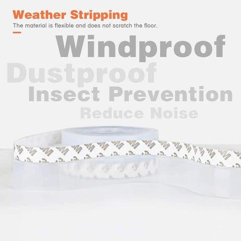 26 Feet Silicone Door Seal Strip for doors and windows weather stripping tape draft stopper adhesive seal flexible sealant.