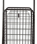 Black folding shopping cart with wheels for grocery and laundry, lightweight yet durable trolley holds up to 90 lbs