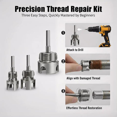 Upgraded 4 In 1 Plastic Pvc Water Pipe Threading Die Set With Internal External Thread Cutter For 1/2 3/4 And 1 Inch Pipes, showcasing precision thread repair tools.