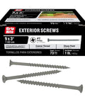 Exterior Deck Screws For Treated Lumber With PrimeGuard Coating Coarse Thread Bugle Head No 9 By 3 Inch In Gray 1 Lb Box