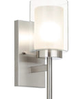 Modern 4 Light Vanity Light Sconces With Brushed Nickel Finish And Dual Glass Shades Wall Mount Bath Lighting
