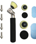 Handheld Bowl Sander for Wood Turning on Lathe with Rotatable Head, shown with 2-inch and 3-inch discs and accessories.