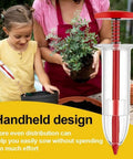 Mother and child using Six Piece Mini Seed Spreader Set For Tiny Seeds in garden, featuring handheld design for easy planting.