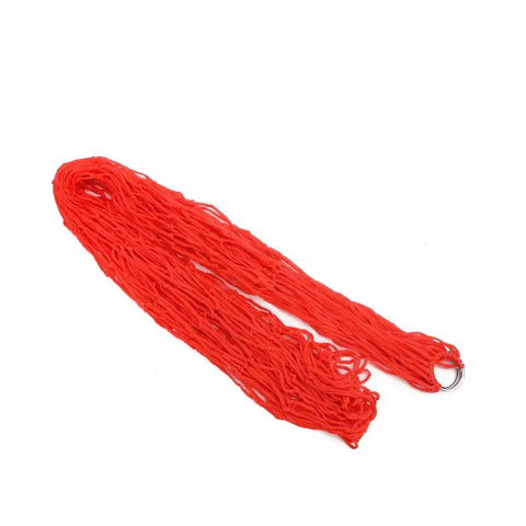Go To Outdoor Mesh Hammock With Nylon Rope, Single Size For Camping And Backyard Chill, orange lightweight mesh hammock on white background
