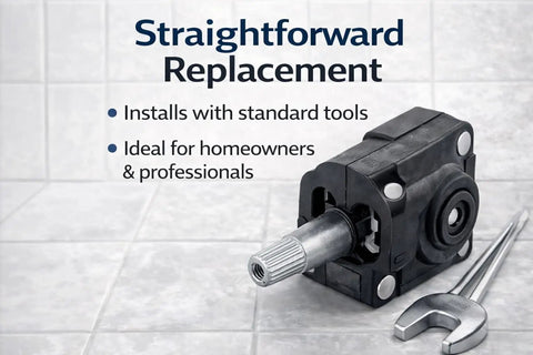 Pressure Balancing Tub And Shower Cartridge Replacement with wrench, showcasing easy installation and durability