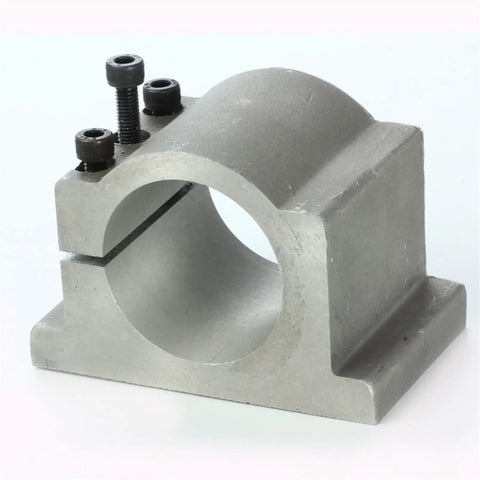 Heavy duty 80mm mounting clamp for Robust Industrial 2.2Kw Air Cooled Spindle Motor, sturdy aluminum construction.