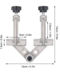 Double Handle Pipe Clamp Aluminum Die Cast Quick Release Right Angle Corner Clamp for Woodworking shown with dimensions