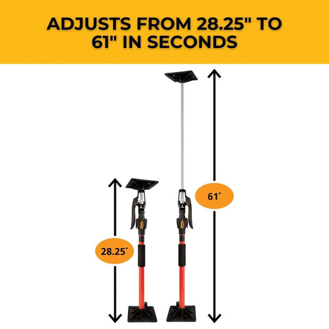 Upper Hand 3H 3rd Hand Support Pole Extends From 28 In To 60 In With Neoprene Grip shown fully and partially extended