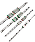 One Piece Linear Rail 60-600mm With MGW12C Slider Block 450mm Long Pro Grade Linear Motion Guide shown in multiple sizes on white background