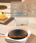 Smart Desk Electric Coffee Mug Warmer With Three Adjustable Heat Settings And Twelve Hour Auto Shut Off, used with various beverage containers.