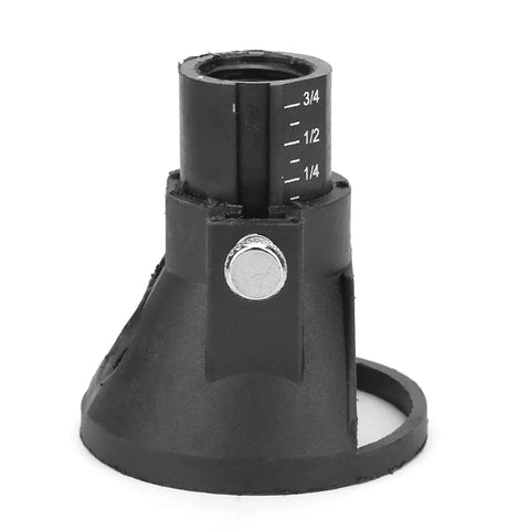 Kick Up Your Drilling Game With This Mini Drill Electric Grinder Locating Cap For Precise Punching Work and Robust Plastic Design Suitable For All Rotary Tools, black locating cap with measurement markings.