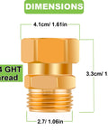 Brass Garden Hose Swivel Adapter 3/4 GHT 360 Degree No Kink Connector, Heavy Duty Brass Male To Female Hose Fitting For Outdoors, Corrosion Resistant, Leak Free Connection, dimensions shown