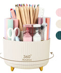 360 Degree Rotating Desk Pen Organizer With Five Slots Multi Purpose Pencil Cup For Office School And Home Clutter Busting