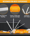 Top Tier 14-Piece Folding Hex Key Set With Metric And Torx Bits, Heavy Duty CR-V Steel Tools For Bike Repair And Hard Core Mechanics Jobs That Never Bend Or Strip And Built Tough For The Garage. folding hex key set with carabiner, CR-V steel, engraved sizes