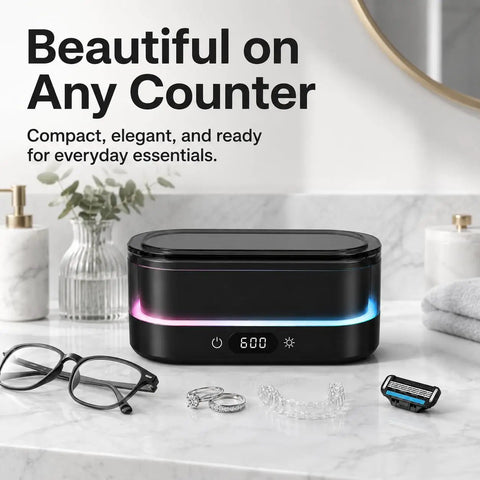 Heavy Duty Ultrasonic Cleaner Harnesses 48Khz Sonics To Slash Through Gunk On Jewelry Glasses Retainers Dentures And Watches with LED.