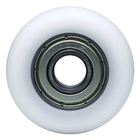 Slick Rolling 10x40x10mm Bearing Pulley With 6000ZZ Spherical Roller Nylon And Rubber Wheels Heavy Duty view of roller wheel with grayscale bearing.