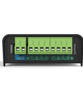 Front view of the OCTO Mk2 8 Universe eDMX To LED Pixel Converter And DMX Over Ethernet DIN Rail Controller connections.