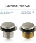 Brushed Nickel Tub Drain Conversion Kit With Tip Toe Trim, 2 Hole Overflow Faceplate, shown with universal threads.