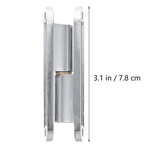Front view of chrome zinc-alloy interior door hinge, moisture-resistant, 3.1 in tall.