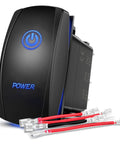 Beefy Blue 5 Pin LED Rocker Switch SPST On Off 20A 12V 10A 24V With Jumper Wires for Cars Trucks Boats ATVs UTVs RVs
