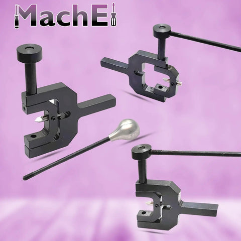 Badass Precision Radius Ball Turning Gear For Bench Lathes With Rock Solid Three Eighth Inch Shank And Heavy Duty High Speed Steel Cutter shown in multiple angles.