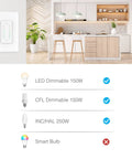 Smart Dual Dimmer Switch With Sunrise Sunset Feature, Space Saving Wall Unit, Voice And App Control, Neutral Wire Required, 4 Pack
