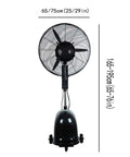 Heavy Duty Misting Floor Stand Fan With Wide Angle Sweep And Adjustable Height beats summer heat at 65 to 76 inches, ideal for patios.