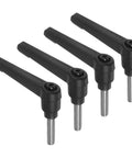Set Of Four Clamping Lever Handles M6 X 20mm 304 Stainless Steel Threaded Male Stud Adjustable Locking Quick Release Ratchet Push Button Bolt Knobs
