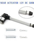 Stroke Actuator With 500mm Stroke Length And 6000N Pulling Force, showing front and rear limit switches and mounting hardware