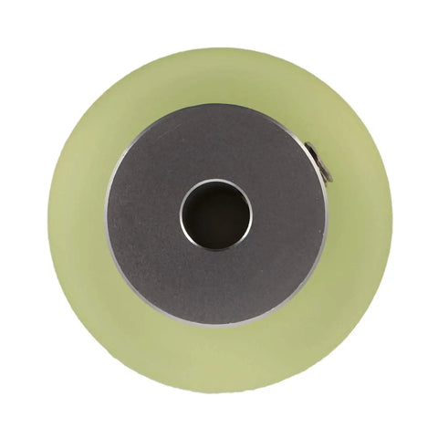 Top view of 100mm Aluminum Polyurethane Encoder Wheel For Rotary Encoders Pro Grade Workhorse Industrial Measuring Wheel For Velocity And Position