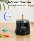 Portable Battery Powered Electric Pencil Sharpener 6 To 8mm For School And Home Use On The Go Black With Three Blades Two Spare Blades Included AA Battery Operated No USB Charging Required, black desk model