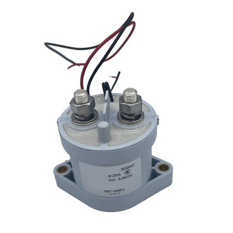 Kick Ass 200A High Voltage DC Contactor And 300A Relay engineered for EV charging, featuring bolt terminals and wire leads.