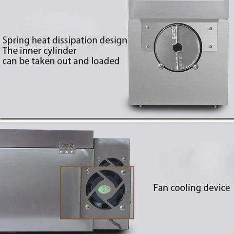 Zero Fuss Automatic Commercial Coffee And Nut Roaster with Digital LED display, showing removable inner cylinder and fan cooling device.