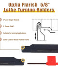 Heavy Duty Pro Grade Carbide Lathe Tool Kit With Blade Holder And Five Eighths Inch Shank, includes SRAPR1616H10 holder