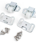 Two Pack Heavy Duty Mailbox Replacement Roller Catch Assembly Made From Durable Galvanized Steel includes rollers and screws.