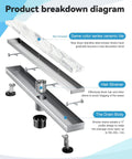 Tile Insert Linear Shower Drain 36 Inch With Brushed Nickel Finish 304 Stainless Steel 2 In 1 Shower Floor Drain And Tile Grate Rust Proof Easy Clean Fits Most Showers product breakdown diagram
