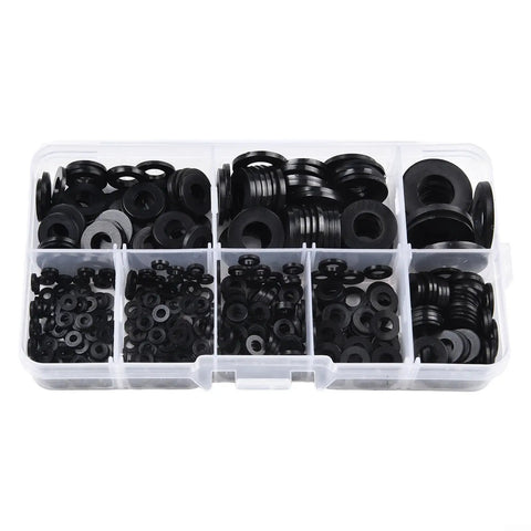 500-Piece Nylon Flat Washers Assortment Kit Black Metric M2 Through M10 For Electrical Automotive Marine Projects Value Pack Heavy Duty Nylon Construction Insulation And Corrosion Resistant Seals, sorted box