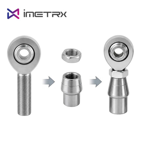 Heavy Duty Five Eighth Inch Heim Joints Rod End Kit showing heat treated joints, jam nuts, and tube adapters for suspension setups.