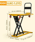 Heavy Duty Electric Scissor Lift Table Cart 47 Inch Height With 660 Lbs Capacity Portable Flatbed Hand Truck, dimensions shown.